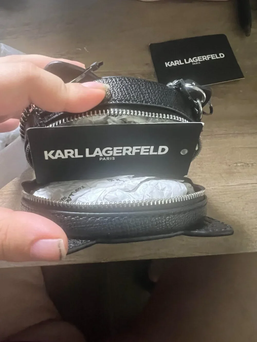 NWT Karl Lagerfeld Paris Choupette Cat Face Mini Crossbody Bag Coin Purse Black